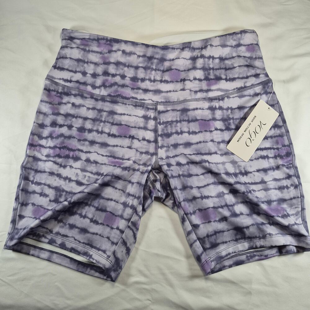 VOGO Athletica Womens 1X Purple Tie Dye Biker Shorts NWT High Rise Stretch